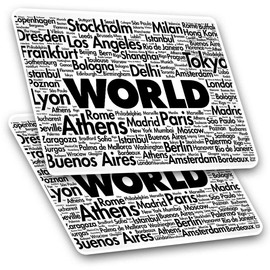 Rectangle Stickers (Set of 2) 10cm - World Famous Cities Geography Laptop Tablet Luggage Scrapbook #14470