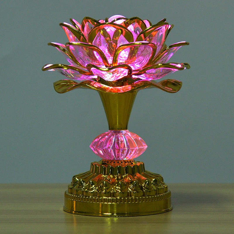 LED Multicolor Buddhist Lotus Lamp with 13 Different Buddhist Songs