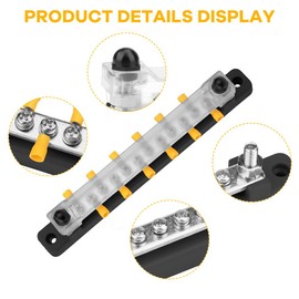 Riisoyu Bus Bar, 150A Power Distribution Block 12V-48V DC BusBar Box with Cover and 12 x M4 Terminal Bolts Bus Bars Distribution Block for Cars Motorhomes Marine Solar