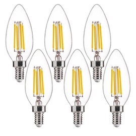 FLSNT 60W Equivalent LED Chandelier Light Bulbs, Dimmable LED B11 E12 Candelabra Base Bulbs, 3500K Natural White, 550LM, 6 Pack UL,CA65 Listed.
