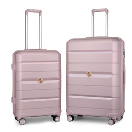 Somago Luggage Sets(24"/28") 2 Pieces Suitcase Travel Set, Lightweight Hardside Polypropylene Suitcases with YKK zipper and Double Spinner Wheels and TSA Lock Large Capacity(Nude Pink)