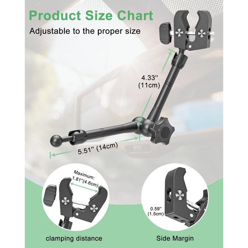 Charchendo Pro Zinc Alloy Rearview Mirror Car/Truck Phone Mount 4-7"