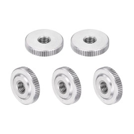 sourcing map 5Pcs M6 Knurled Thumb Nuts, 304 Stainless Steel Round Knurled Flat Head Through Hole Handle Nut, Lock Adjusting Nuts, Thin Type, Silver