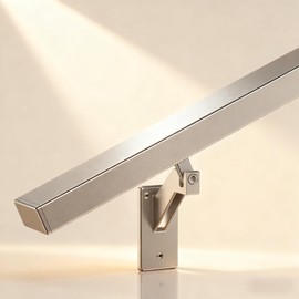 4FT Anodized Shiny Silver handrails Kit for Indoor Outdoor Stairs，Modern Aluminum Handrail Set,2" X1" Grab bar,Adjustable 304 Stainless Steel Brackets Included，Rust Free (Anodized Shiny Silver, 4 FT)