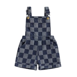 ZAXARRA Toddler Baby Overalls Baby Boys Girls Overalls Sleeveless Suspender Baby Short Overalls Summer Clothes (Blue, 4-5 Years)
