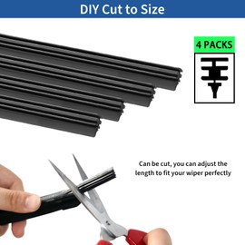 4PCS Wiper Blade Refills, 26 Inch Silicone Wiper Blades Refills Adjustable Universal Replacement for Front & Rear Windshield Wiper Blade Refills Rubber Strips, Suitable for Most Cars Trucks Buses Vans