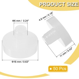 PATIKIL Glass Table Top Bumpers, 50 Pcs 6mm Thread Diameter Soft Stem White Bumpers Rubber Grippers Anti-Slip Pads Flat Pellets for Glass Table Furniture Cabinet