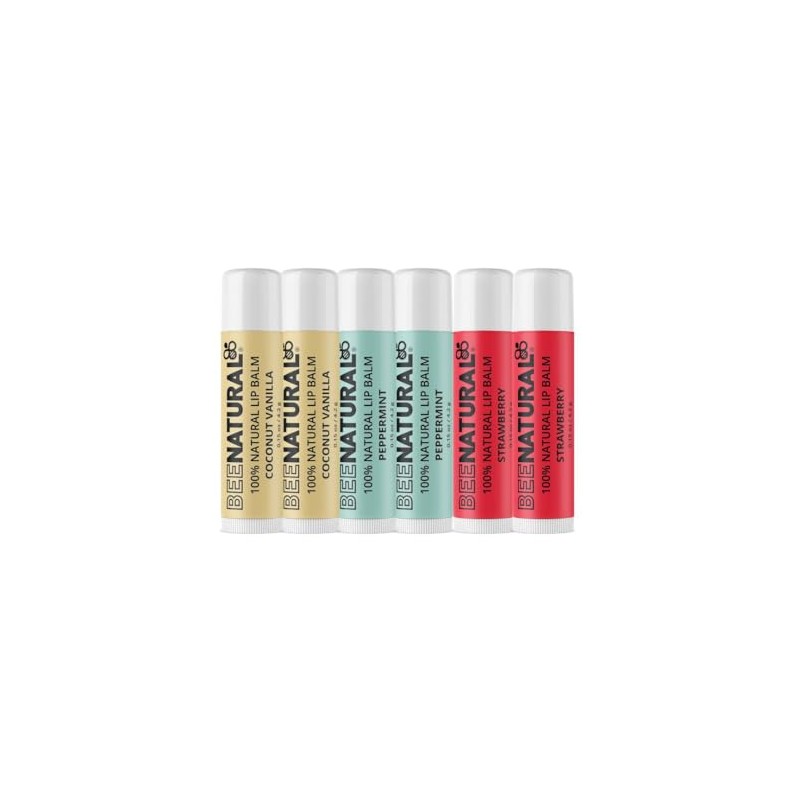100% Natural Moisturising Lip Balm - Multi Flavour (Peppermint, Coconut