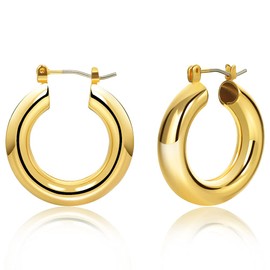 LILIE&WHITE Chunky Gold Hoop Earrings for Women Cute Tube Hoops Earrings Thick hoops Hypoallergenic Jewelry For Women