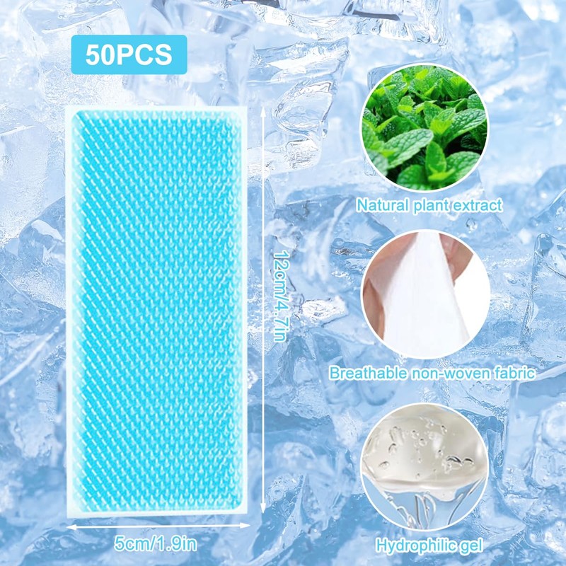 Pack of 50 Cooling Patches, Cooling Pads Gel, Instant Cold