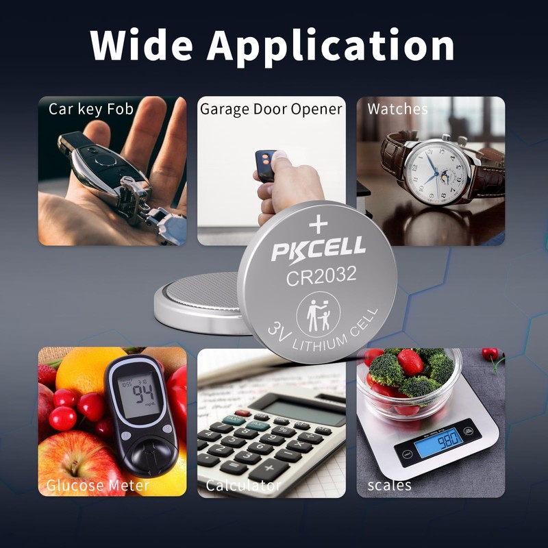 PKCELL 20Pcs CR2032 Batteries DL2032 CR2032 Lithium 3V Coin Battery