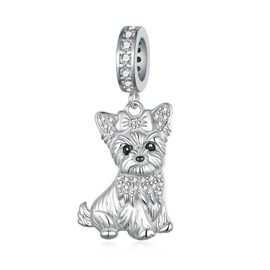 Fuguangju Yorkie Charm 925 Sterling Silver Cute Dog Charms for Bracelet Yorkie Jewelry Gifts for Dog Lovers