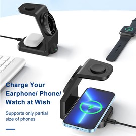 3 in 1 Charging Station for Phone 12 Top Watch Earbuds Charging Stand Wireless Fast Charger Rotating Smart Protection with Light Effect