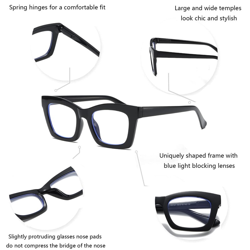 Hubeye 5 Pairs Oprah Style Square Reading Glasses for Women