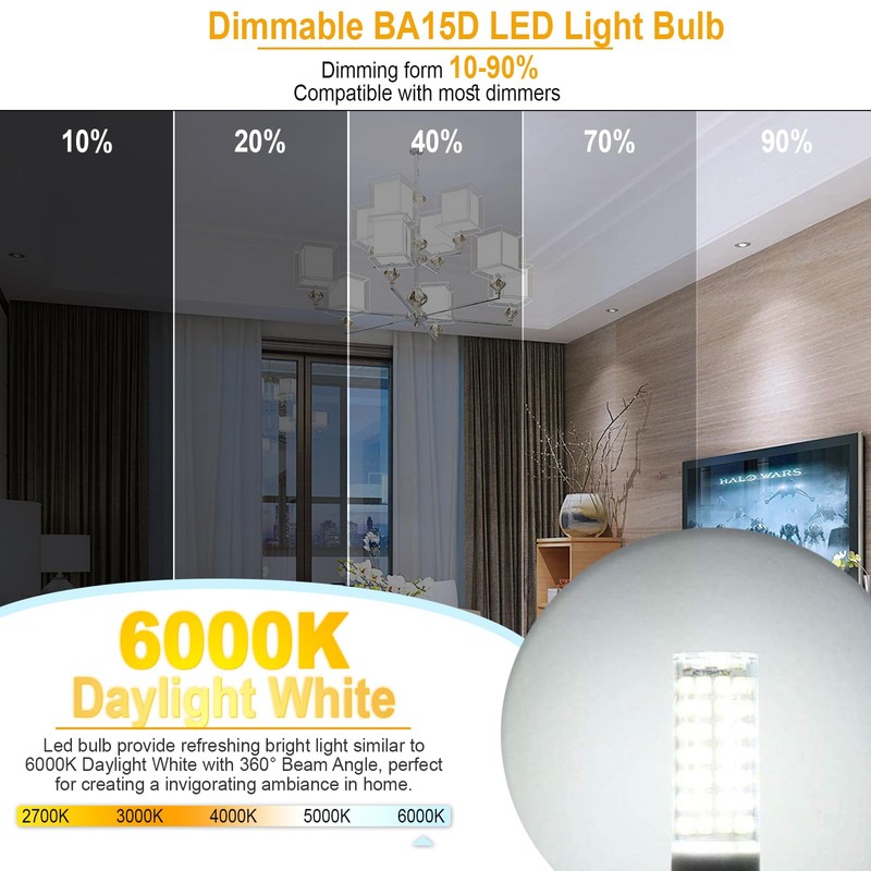 VYAOMLI BA15D LED Bulbs 120V 5W, Double Contact DC Bayonet