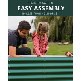 Garsence 24" Tall Raised Garden Beds Outdoor, 8ft X 2ft X 2ft Metal Modular Raised Garden Bed, 12-in-1 Planter Box for Growing Flowers, Herbs, and Vegetables, British Green