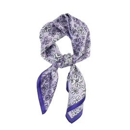 FEIBOON 100% Pure Mulberry Silk Scarfs 26"x26" Square Scarf Women Neckerchief Headscarf hair scarf bandana Gift Packed (Purple Small Flowers)