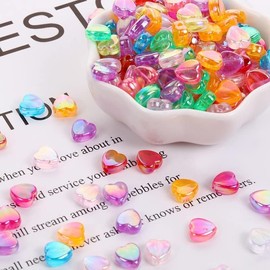 LadayPoa 400pcs AB Acrylic Star Beads Pastel for Jewelry Making - Cute Plastic Charms for Necklace, Bracelet, Earring - Assorted Spacer Bulk Aesthetic Craft DIY (Mixed Color)