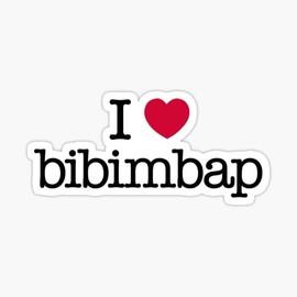 Korean Food I Love Bibimbap Quote Vinyl Sticker (4" inches)