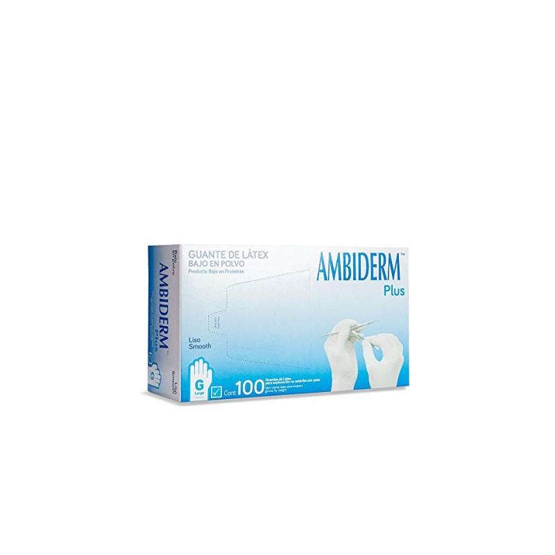 AMBIDERM - Guante Ambiderm Plus Liso Blanco Grande Caja con