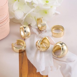 ALEXCRAFT Gold Hoop Earrings for Women, 14K Goldplated Small Chunky Hoop Earrings Set, 3 Pai rs 925 Sterling Silver Gold Cartilage Huggie Hoop Earrings Small Wide Flat Chunky Hoop Earrings for Women