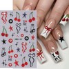 Summer Nail Art Stickers Decals Cherry Bowknot 5D Embossed Nail