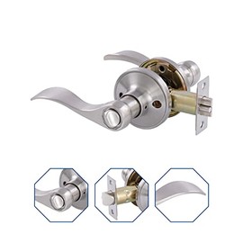 (1 Pack) Keyed Alike Front Door Lever Lockset with Single Cylinder Deadbolt Combination Set, Wave Style Lever, Front Door/Exterior Door Knob with Lock and Deadbolt, Satin Nickel Finished