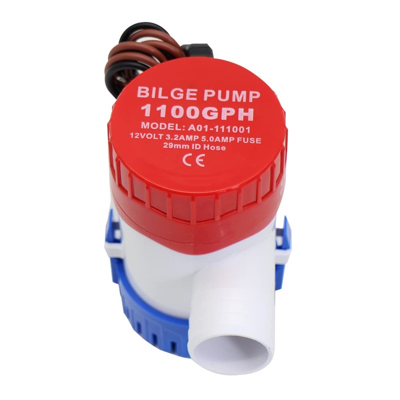 HUIXHAO Electric bilge pump 12V 1100GPH,Non-Automatic Marine Submersible Boat Bilge