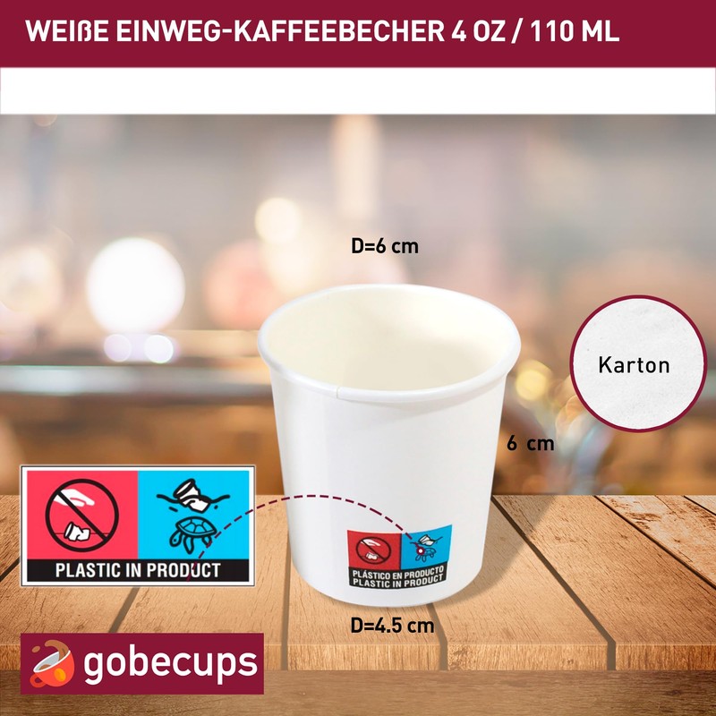 gobecups 100 White Disposable Cardboard Coffee Cups 110ml / 4oz