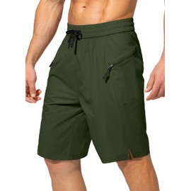 Men's Swim Trunks Quick Dry Board Shorts with Zipper Pockets Beach Shorts Bathing Suits for Men - No Mesh Liner, Olive, X-Large