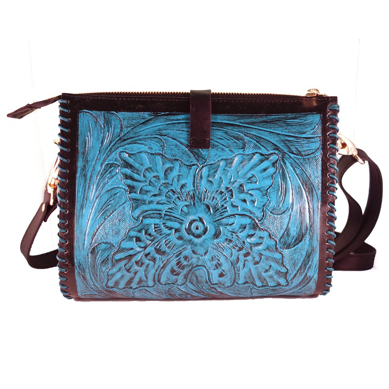 Hantooled - Bolso bandolera de piel para mujer, color café,