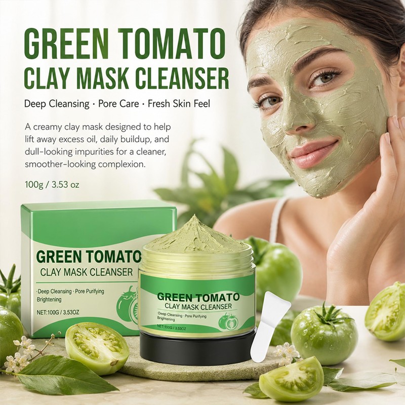 Green Tomato Clay Mask Cleanser, 100g Clay Face Mask for