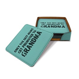 Style In Print Leather Engraved Drink Coaster Set of 6 The Best Moms Get Promoted to Grammy Family & Friends Housewarming Gifts Chill, LCOST_KMOM054_CH