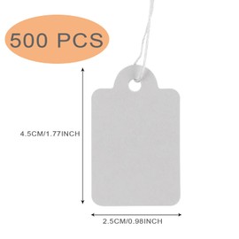 Norhogo Pack of 500 Price Labels, Hanging Labels, Price Tags, Marking Labels with Thread, Price Tags for Labelling for Flea Market, Jewellery, Gift, Hang Tag, White, 25 mm x 45 mm