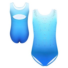 Zaclotre Kid Girls Gymnastic Leotard Sparkly Diamond Color Gradient Ballet Dance One Piece Outfit