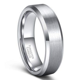 Frank S.Burton 6mm Silver Tungsten Carbide Ring for Him and Her Matte Promise Rings for Couples Size 5