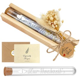 Hochzeitsgeschenke für Brautpaar, Elegante Geldgeschenk Hochzeit, Geldgeschenke Verpackung Geschenkbox mit Trockenblumen & Hochzeitskarte & Reagenzglas, Kreative Hochzeitsgeschenk Geld