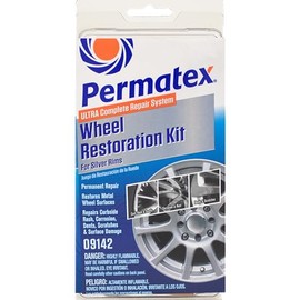 Permatex 09142 Wheel Restoration Kit - Silver - Easy-to-Use Do It Yourself Kit Repairs Unappealing Wheel Damage Including Curbside Rash, Corrosion, and Scuffs for Like New Appearance