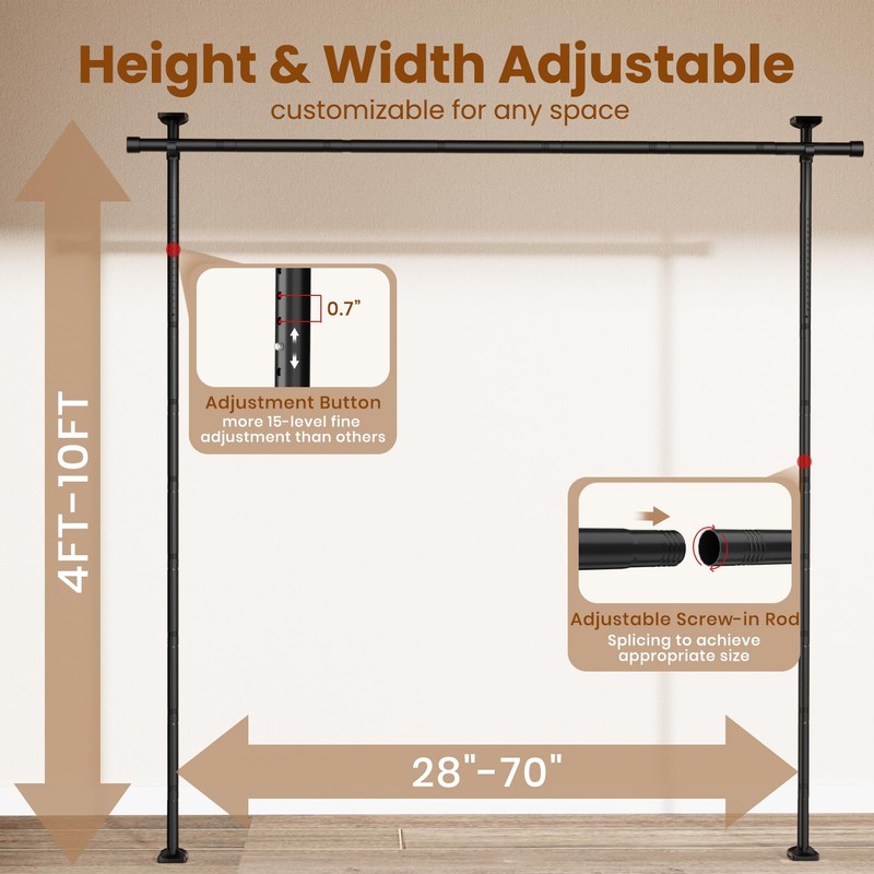 Bonpally Room Divider Curtain Rod, No Drilling Room Separator for