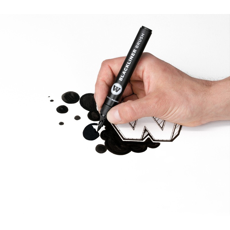 Molotow Blackliner Black Marker Brush - MO200486, Black