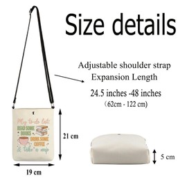 Coffee Book Gift Crossbody Bag for Book Lovers Coffee Lovers Gifts Book Cross Body Purse with Shoulder Strap Bucket Bag, Coffee Book Body Bag