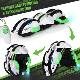 Remote Control Car, 2.4GHz Remote Control Rolling Stun Car with Lights Forward Backward Left Right Function 360° Roll Deformable Toy for Teens Boys