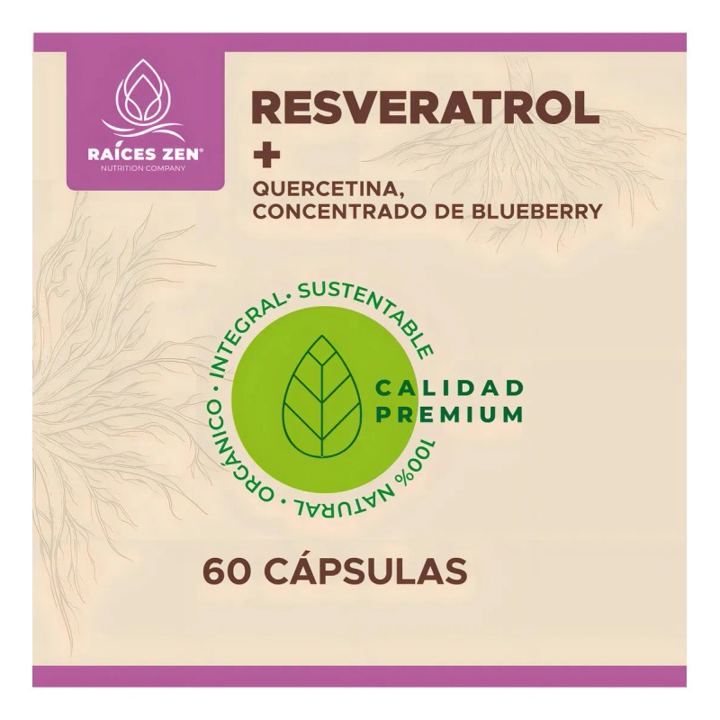 Resveratrol Vegano Quercetina + Concentrado de Blueberry Antioxidante Súper Premium