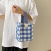 Clapoyis Tote Bag, Stylish, Convenient Handbag, Checkered Pattern, Canvas, Braun