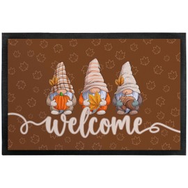 Welcome Doormat - Autumn Gnome - for Indoor and Outdoor Use - Non-slip, Extra Thin & Absorbent - Door Mat - Entrance Area Decoration - Gift for Friends and Family for Any Occasion 50 x 75 cm