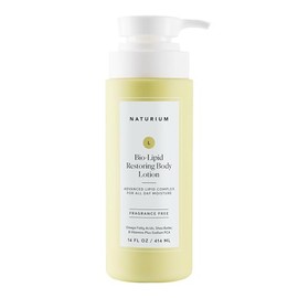 Naturium Bio-Lipid Loción corporal hidratante restauradora con manteca de karité, sin fragancia, 14 onzas | Hidratante nutritivo con manteca de karité