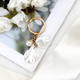 Tranbath Schlüsselanhänger mit Muschel und Perlen Anhänger, kreative und süße Design, Geschenkset für Frauen, Geschenkideen für Freundin, Schwester, guter Freundin, Geburtstagsgeschenk für Frauen