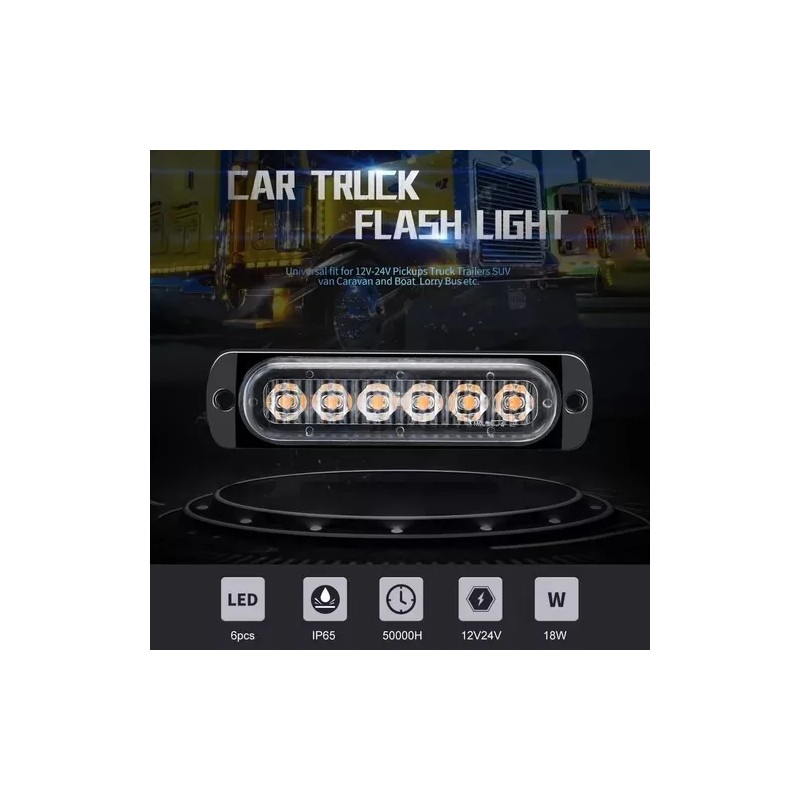 Par Lateral Faro Led Barra Estrobo Patrulla 18 Función Auto