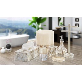 Milano Tissue Box Cover Rectangular - Decorative Tissue Box Holder Rectangular is Finished in Beautiful Mother of Pearl Shells - Durable Tissue Cover for Elegant Decor