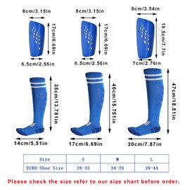 Topbuti 2 Pairs Soccer Shin Guards for Kids Youth Adults, Shin Pads and Long Soccer Socks for 3-15 Years Old Boys Girls, Protective Gear Soccer Equipment for Football Games (Medium, Black, Blue)